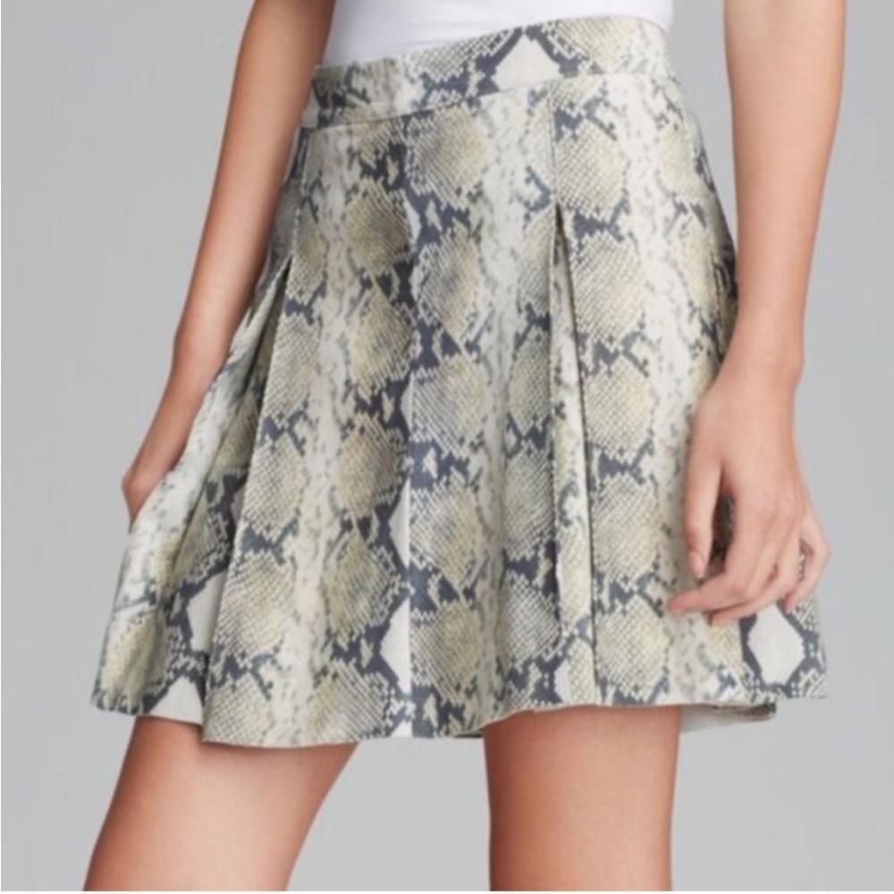 PJK Patterson J Kincaid Tartan
Snakeskin Print Leather Mini Skirt, NWT